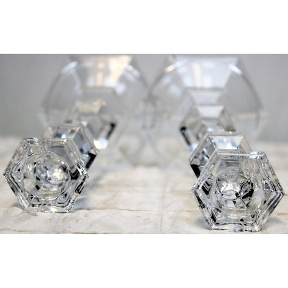 Oslo by Tuscany 8" Lead Crystal Taper Candlestick Pair Wedding Dinner Table - Picture 4 of 8